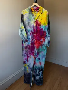 Women’s 16 XL black rainbow coveralls cotton long sleeve jumpsuit Romper