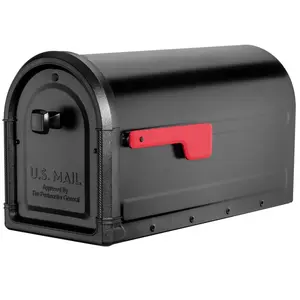 212 MAIN Roxbury Post Mount Mailbox - Black, Large Size, Powder Coated, Molded Frame, Galvanized Steel, Outdoor Architectural Mailbox for Tools & Hardware Use