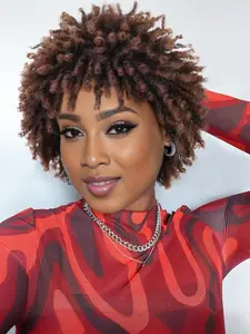 3 Inch Short Dreadlock Wig Dreadlock Hair Short Afro Curly Dreadlock Wigs for Women Faux Locs Twist Braiding Natural Black Synthetic Hair Wigs