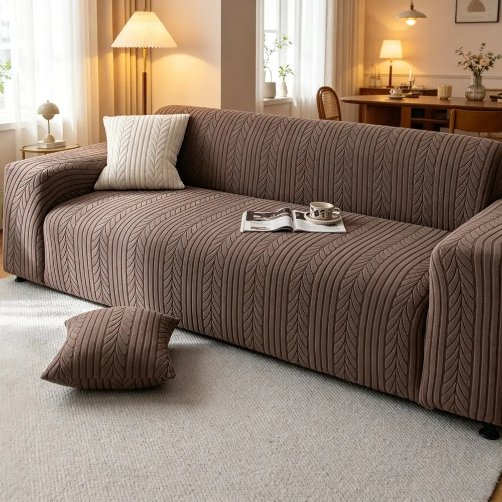 3 seater Striped Sofa Cover - Machine-washable, stretchy, scratch-resistant, and slip-resistant all-season sofa protector, perfect for living room decor and furniture protection | Classic design | Durable protection, Pet-friendly sofa cover