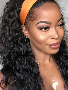 Women's 20 Inch Headband Wig, Deep Wave Synthetic Fiber, Long Wavy & Curly Styles, Synthetic Curly Wigs, Perfect for Daily Wear & Special Occasions