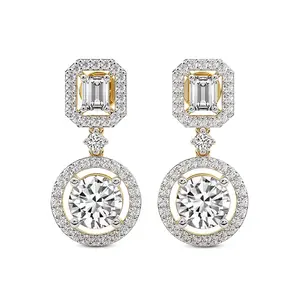 Lab Diamond  Earrings 14Kt Yellow Gold 1 3/4Ct Stardust Dangles Lab Diamond Earrings F-G Color, VS Diamond, IGI Certified - Friendly Diamonds