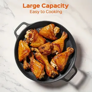 11-Inch Pre-Seasoned Cast Iron Skillet with Dual Handles, Durable Even Heat Distribution for Baking, Stovetop, Grill or Campfires