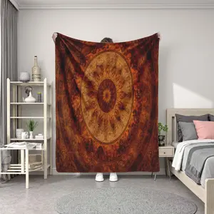 Bohemian Mandala Blanket Hippie Floral Badge Indian Blanket Aesthetic Vintage Throw, Bohemian Style, Soft & Cozy