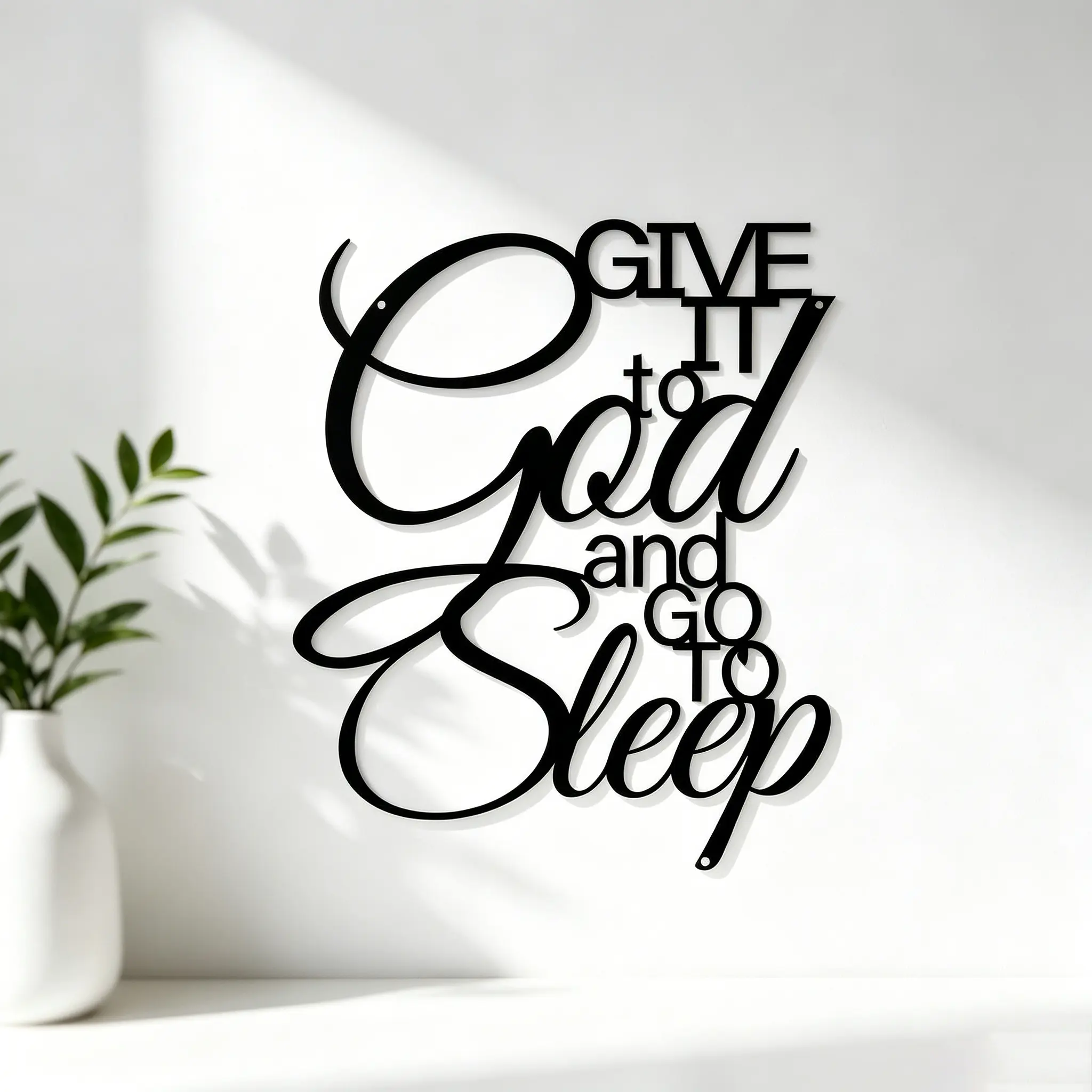 1 Iron Metal Sign 'Leave It to God to Sleep' - Classic Inspirational Home, Office, Bedroom Wall Art Decoration, Home Decor Gifts, Home Decor Products, Suitable for Housewarming, Holidays, Inspirational Signs, Decorative Metal Letter Art