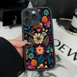 Retro Flower Creative Pattern Case for iPhone 16 15 14 Pro Max 13 12 11 XR XS Plus Shockproof Full Camera Protection Durable slim Silicone Cover iphone  15  pro  max  case