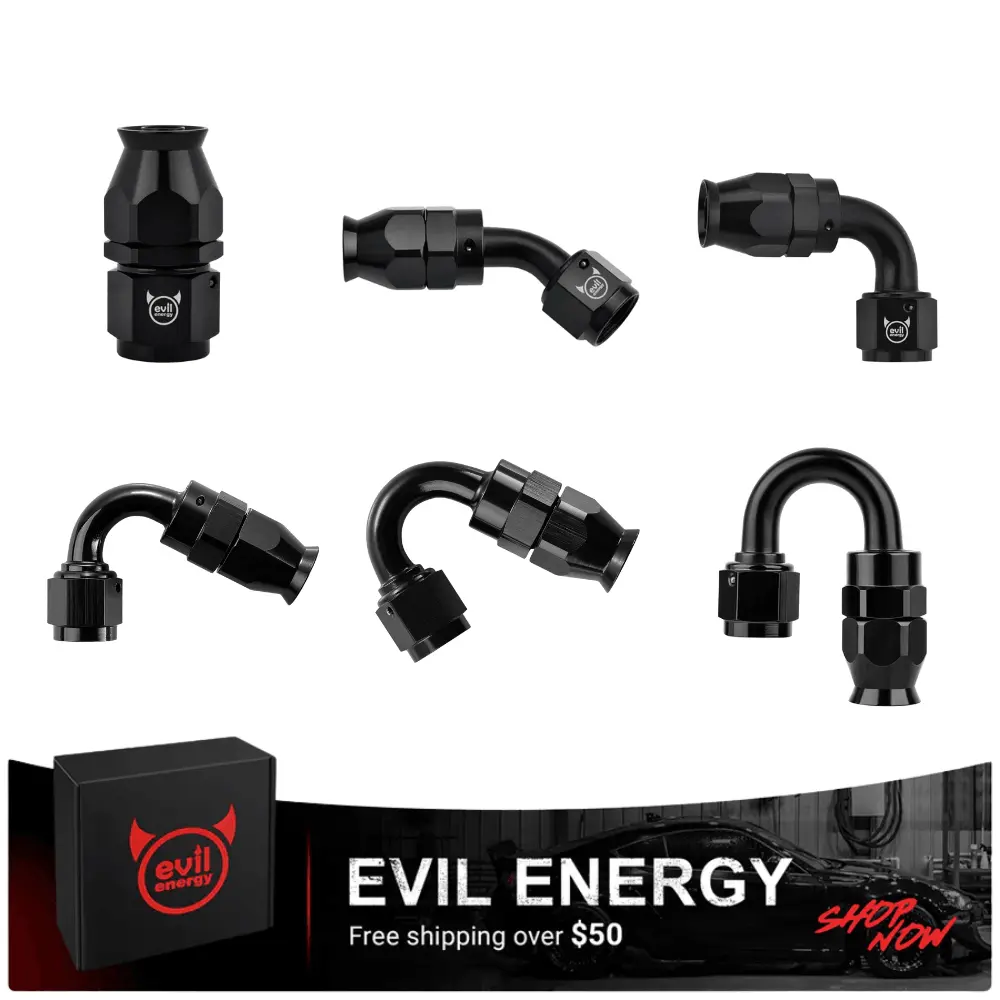EVIL ENERGY PTFE Hose End Fitting for PTFE Hose Only 6AN -  Black