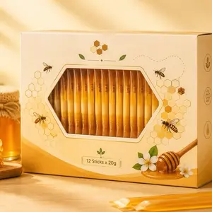 Natural Honey Sticks – 12 Sachets x 20g Enhanced with Bee Pollen & Royal Jelly