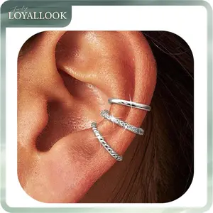 LOYALLOOK Ear Cuff Earrings for Women 14K Gold Plated Ear Cuffs Non Piercing Clip on Cartilage Earring Trendy Fake Earrings Hypoallergenic Huggie Hoop Clip Cuff Earring Lightweight