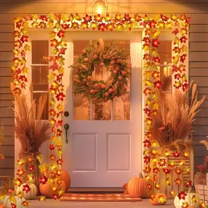 2 Pack Maple Leaf Fall Lights - 40 LED, 20Ft Garland for Fall, Halloween, Thanksgiving Indoor Decorations, Autumn Harvest Home Decor