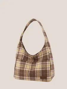Women's Cute Solid Color Plaid Pattern Shoulder Bag, Fashionable Versatile Handbag for Daily Life, Casual Trendy All-match Vintage Commuting Bag, Fashionable Patterned Bag, Casual Commuter Bag