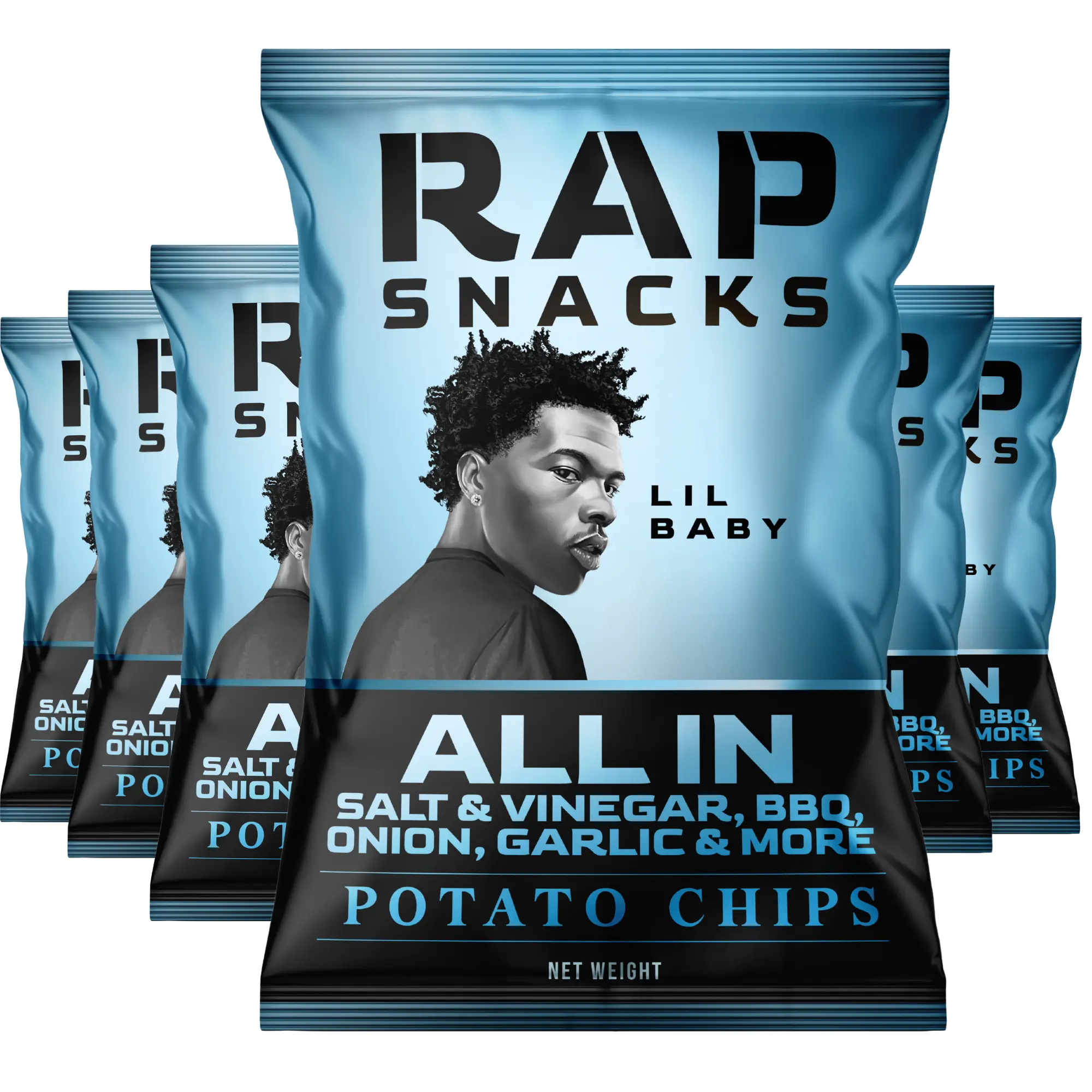 Rap Snacks Lil Baby | All In Potato Chips 2.5oz Bag (Pack of 6)