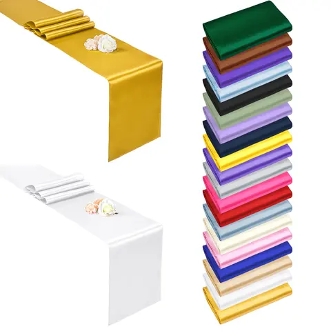 10/12/15/20/24 PC 12*108inch Satin Table Runner Premium Table Runner for Wedding Bright Silk Table Runner for Party,Banquet,Events,Graduations Decoration fit Rectange and Round Table，#Outdoor gathering gear #Back-to-school #Halloween