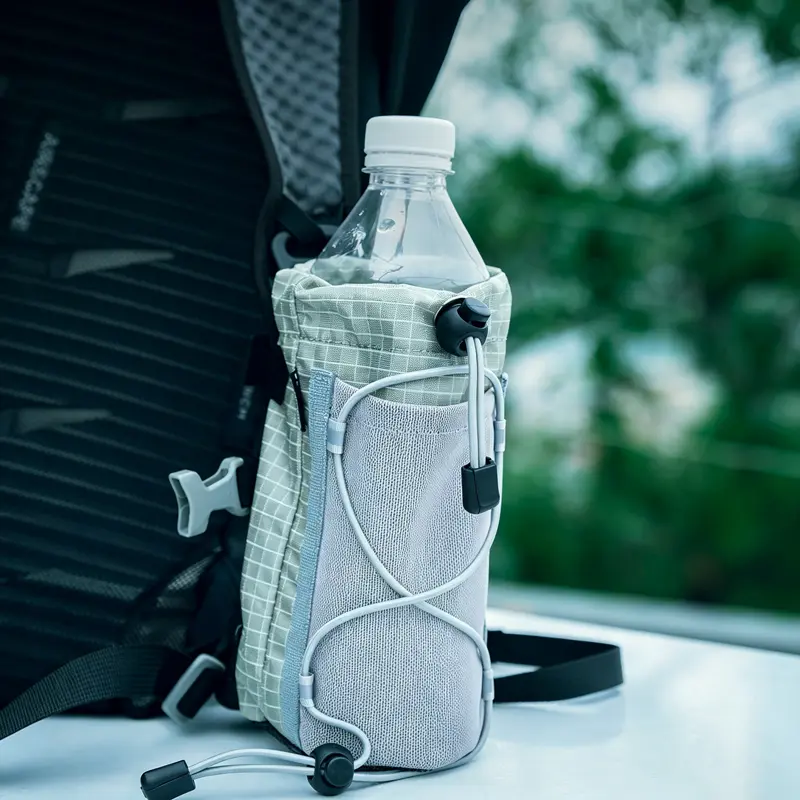Gray Dual-Purpose Compact Add-on Shoulder Strap Pouch for Backpacks - Lightweight Water Bottle Holder & Phone Bag, Unisex Strap-Attached Functional Accessory for Outdoor Hiking, Fits Cups With A Diameter Of 8.7 cm Or Smaller, Gray Fits Cups With A Diamete