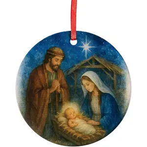 Holy Family Nativity Scene  Ornament -  & Christian Christmas Decor -  of Bethlehem, Religious Decorative  Ornaments for Tree