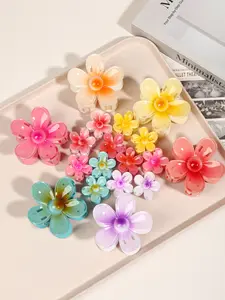18pcs ladies hair accessories, new flower mermaid hairpin, pink, white, blue, yellow, hairpin, fashion and elegant chic hair band, bun, ladies hair accessories, Flower Hair Clip, gifts