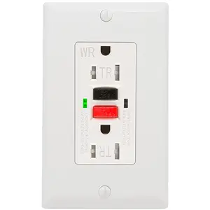 GFCI Outlet 15 Amp, UL Listed, Self-Test GFI Receptacles, TamperResistant, Weather Resistant, LED , with Decor Wall Plates and Screws, Indoor or Outdoor Use