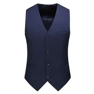 2025 Business And Casual Large Size Men's Slim Solid Color Suit Vest Fashion Single-row V-neck Versatile Vest Sleeveless Vest