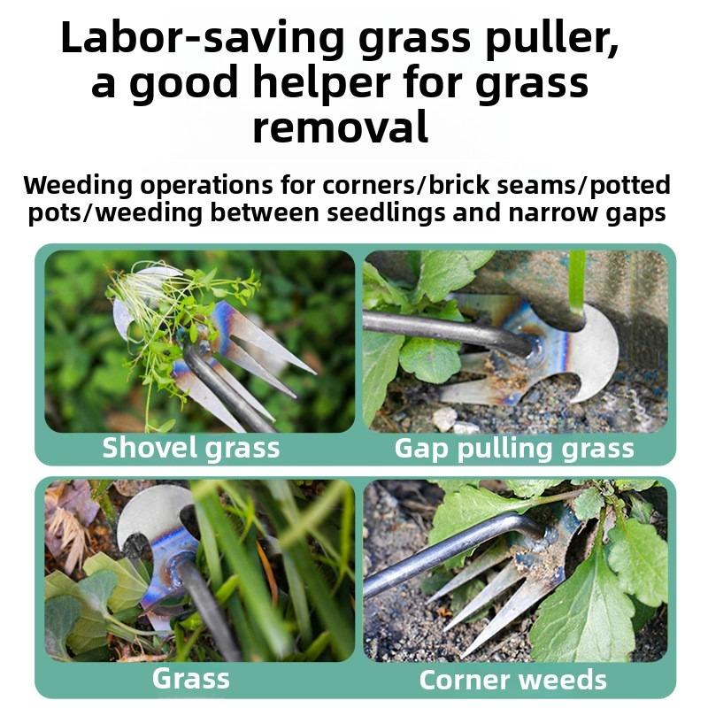 Garden Weed Removal Tool, Stand-Up Weed Puller, Weeding Rake for Root Extraction.