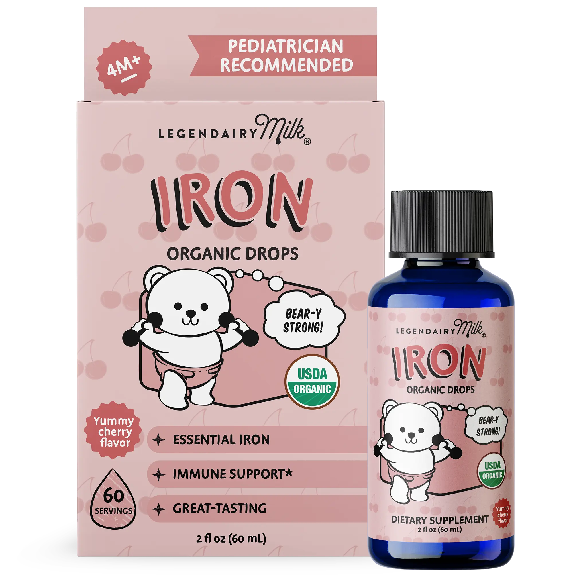 Organic Liquid Iron Supplements - Baby and Toddler - Legendairy Milk - Sugar Free - Ages 4 Months to 3 Years - Cherry Flavor - 60 Servings Organic Liquid Iron Supplements - Baby and Toddler - Legendairy Milk - Sugar Free - Ages 4 Months to 3 Years - Cherry Flavor - 60 Servings