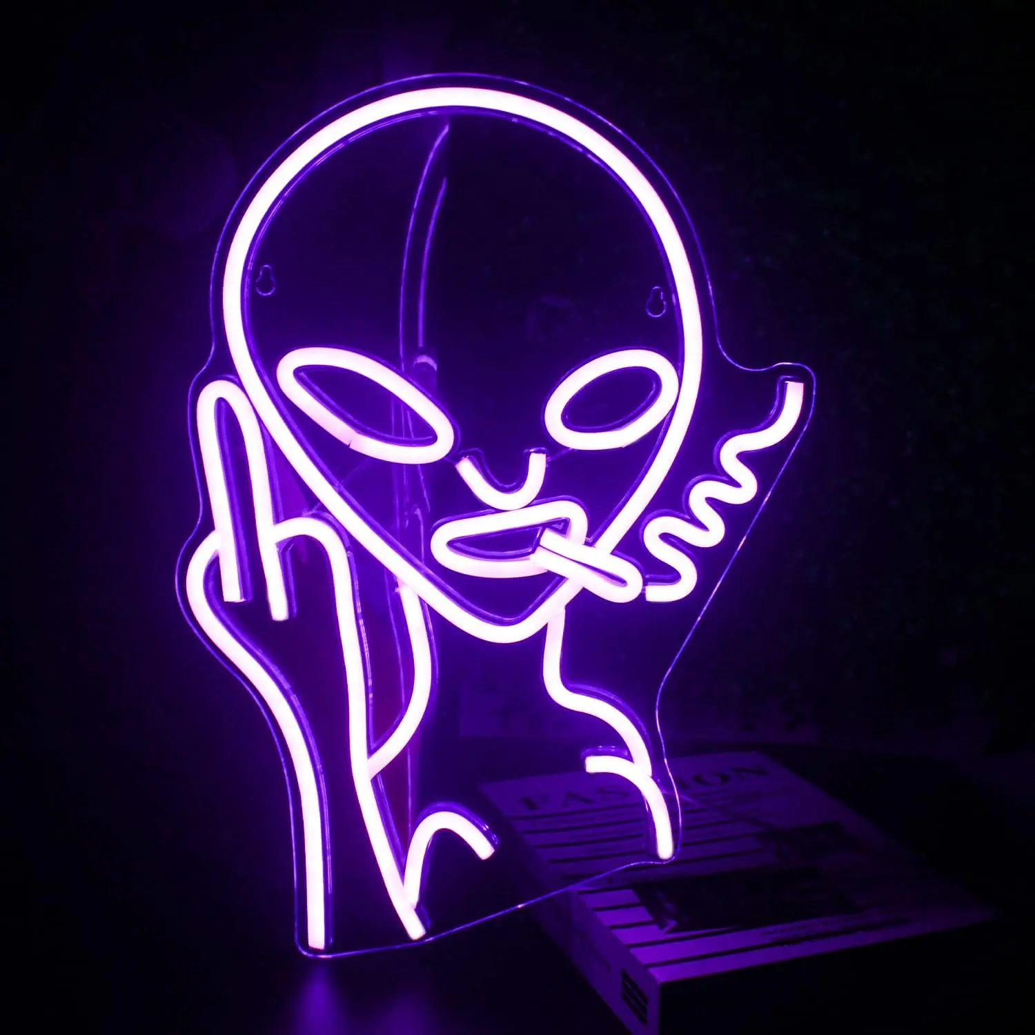 Purple Alien Neon Sign Purple Alien LED Sign Neon Signs for Wall Decor Dimmable Led Lights for Shop Bar Pub Man Cave Teen Room Game Room Hip Hop Party USB Powered 11.8x16.1 inches