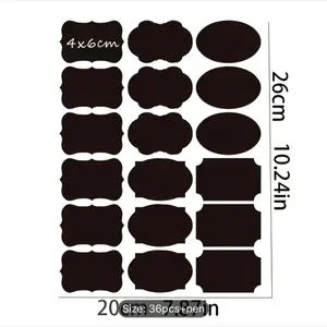 36pcs Reusable Food Storage Container Labels with Pen - Waterproof, Glue-Free, Self-Adhesive, Blackboard Sticker for Kitchen Accessories