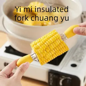 3PCS Corn heat-resistant, insulating fork with fixed sides on both ends; doesn’t make hands dirty.