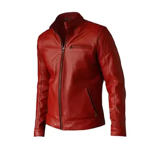 Biker Elegant Red Leather Jacket