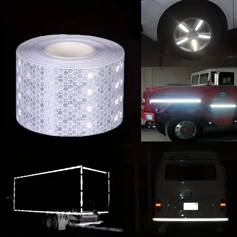 2 rolls Reflective Tape Outdoor Waterproof Reflective Warning Tape Reflector Tape Night Safety Stickers Silver-white Reflective Tape