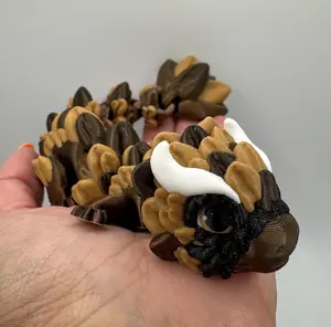 3D Printed Coffee Dragon – Articulated Fantasy Dragon by Rebel Alicorn Designs | Mocha & Latte Color Blend