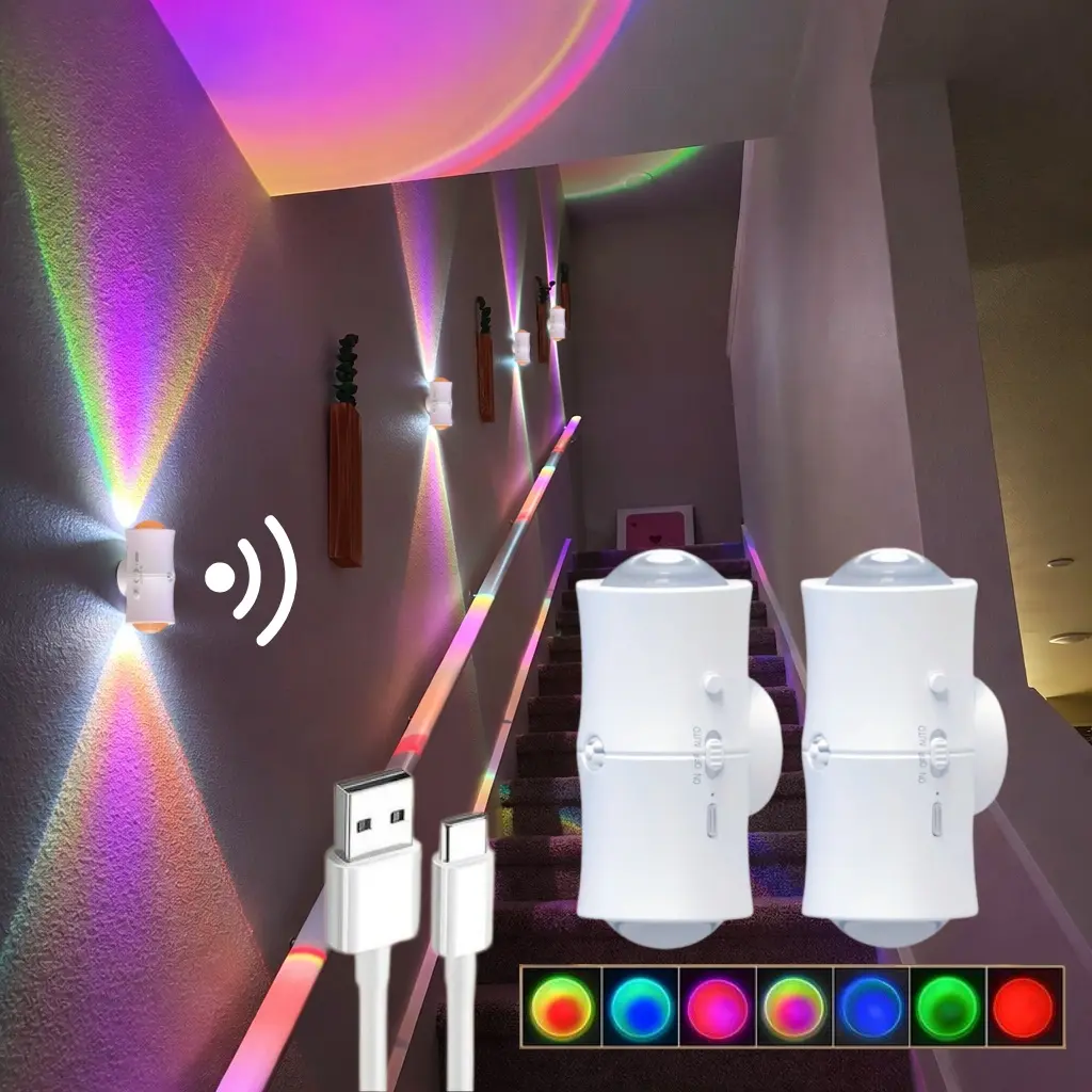 Motion Sensor Night Light, Rechargeable Stick On LED Light for Bedroom Hallway Stairs, Magnetic Wall Light, RGB Home Decor tiktokshopspringglowup summerwins tiktokshopbacktoschool