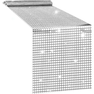 12 x 72 Inches Glitter Disco Table Runner - Retro 70s 80s Theme Decor - Silver Sequin - Bachelorette & Wedding Party Supplies