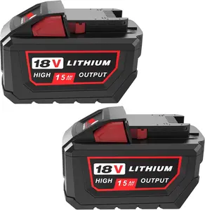2-Pack Replacement for Milwaukee M18 48-11-1865 2-Pack 18V 15Ah Power Tool Battery Pack for Power Tools