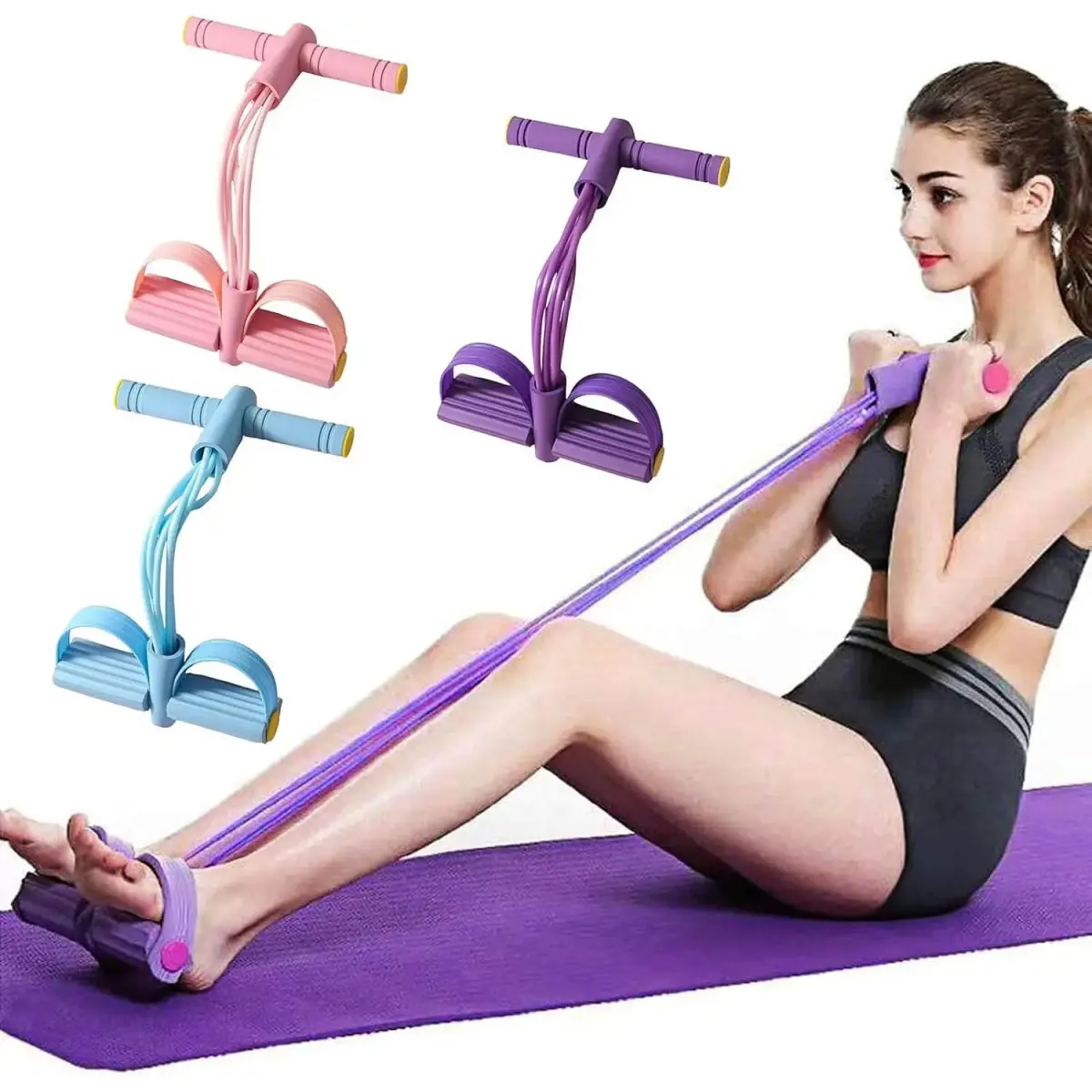 Multi - Function Tension Rope with Handles - Home Gym Sit - Up & Tummy Training Equipment for Men & Women