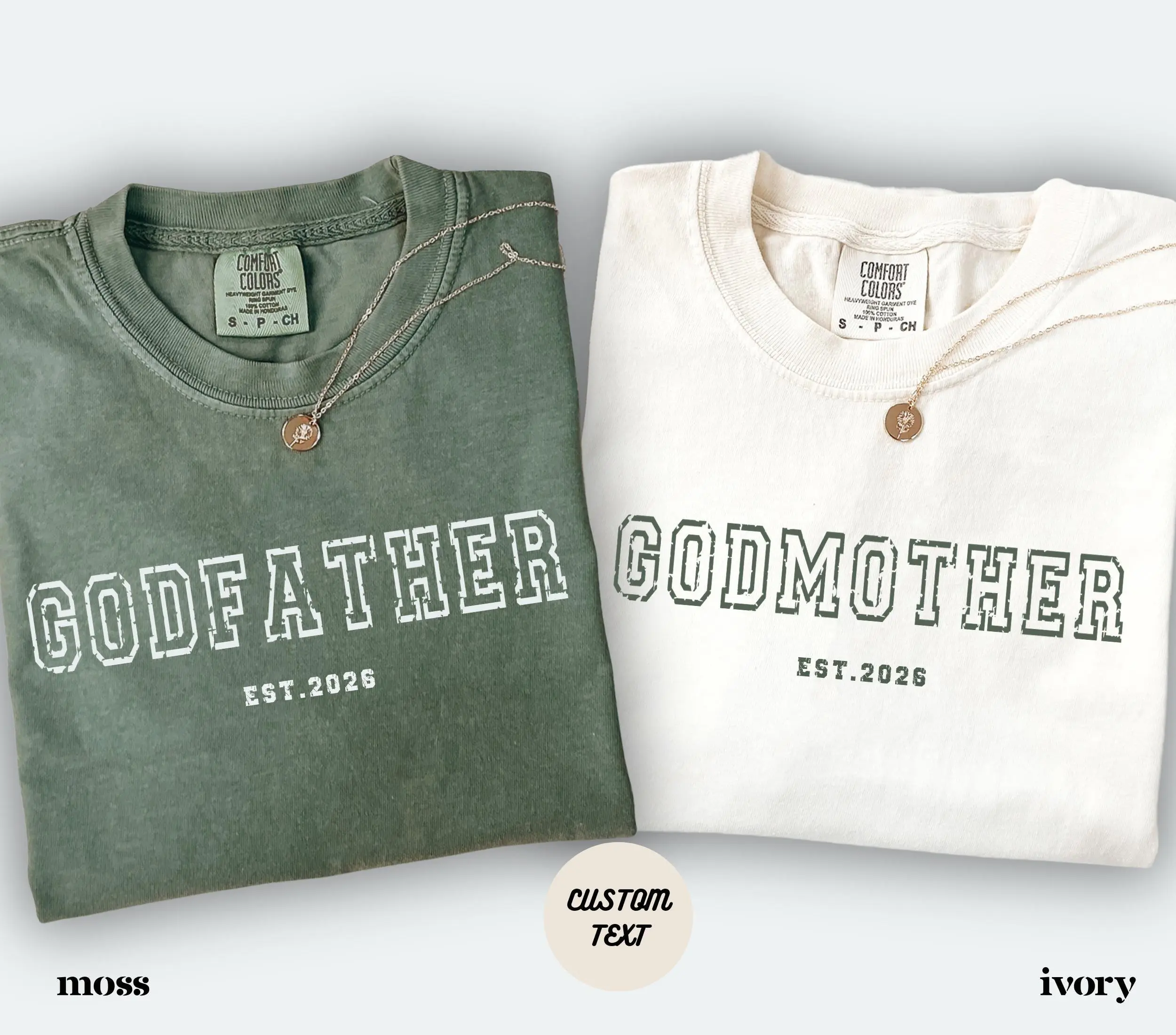 Comfort Colors Godmother Godfather T-Shirt, Est 2026 Godparents Graphic Tee for Him and Her, Baptism Proposal Gift Tee, God Mom Dad