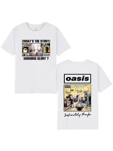 O-Oasis T-shirt, British rock band retro T-shirt, men's top, short sleeved casual short sleeved T-shirt, street wear, essential for fans, soft and skin friendly, comfortable