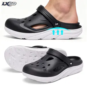 Lxso Men's and Women's Platform Elevated Clogs | Outdoor | Thick-Soled | Non-Slip | Odor-Resistant | Durable | Quick-Drying | Soft Beach Sandals | Arch Support | Summer Slippers - Black White