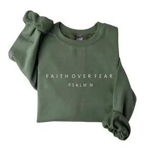 Faith Over Fear Sweatshirt, Minimal Christian Crewneck, Bible Verse Psalm 34, Cozy Fall Top for Women