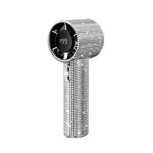 Portable Turbo Fan with Full Diamond Decor, USB-C Fast Charging, Silent Mini Fan, Adjustable Speed, Handheld Cooling Fan, Perfect Gift, USB Rechargeable Fan