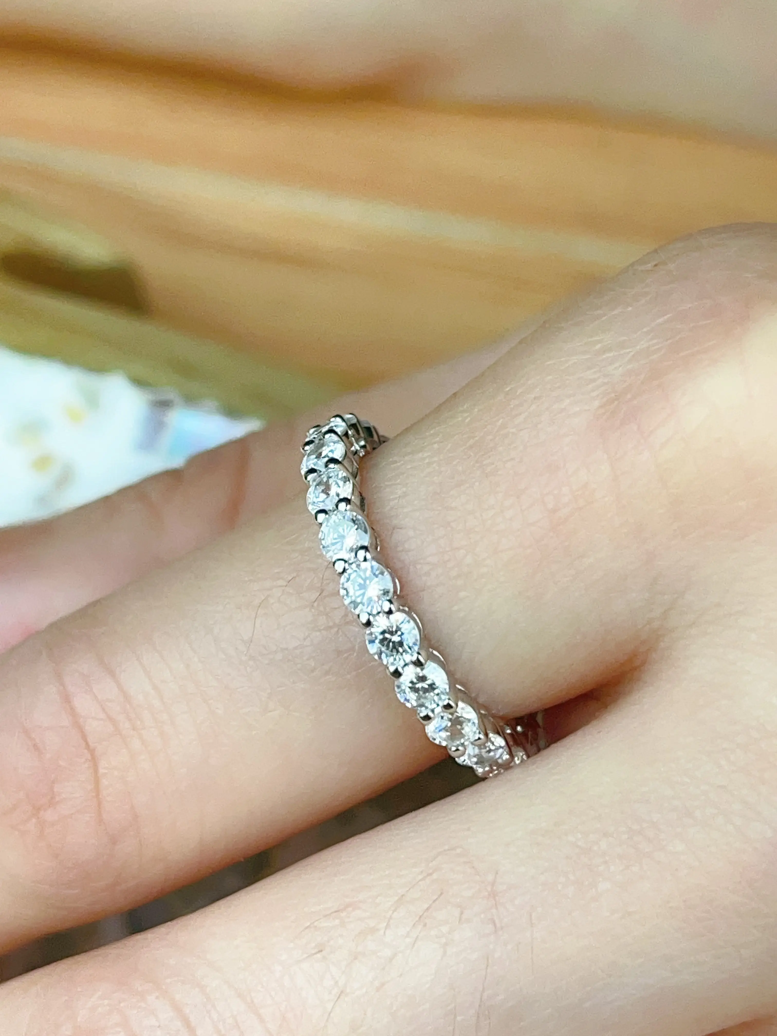 925 Sterling Silver with Simulated Diamond Ring Eternity Bands for Women