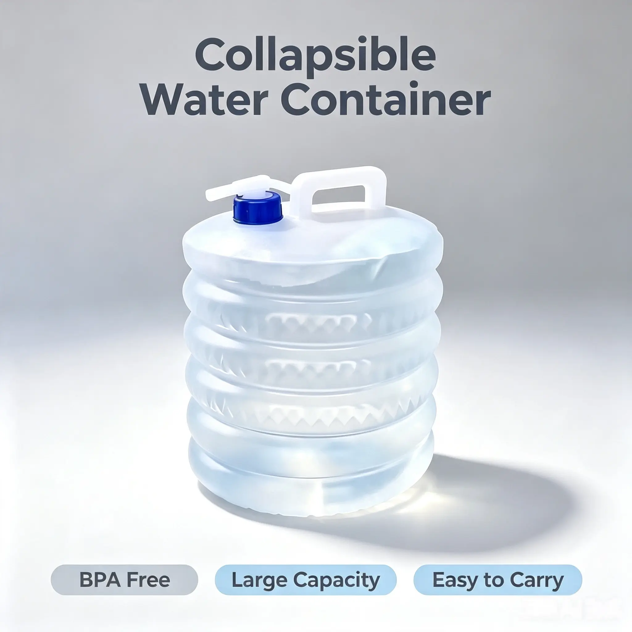 Collapsible Water Bucket, Portable Camping Water Container with Handle, Space Saving Foldable Storage Bucket for Hiking, Road Trips, Picnic & Outdoor Adventures, Camping Must Have Gear