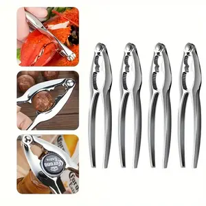 4pcs Household Nut Clip Crab Leg Tools Nut Crackers and Tools Shellfish Crab Claw Cracker Seafood Lobster Crackers and Tools Nut Cracker and Storage Bag Kitchen Set