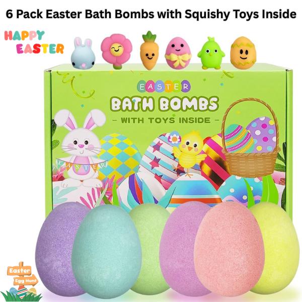 6 Pack Easter Bath Bombs with Squishy Toys Inside, Easter Basket Stuffers, Easter Gifts for Kids Boys Girls, Fun Bath Toys, Kids Party Favors & Egg Hunt 6 Pack Easter Bath Bombs with Squishy Toys Inside, Easter Basket Stuffers, Easter Gifts for Kids Boys Girls, Fun Bath Toys, Kids Party Favors & Egg Hunt