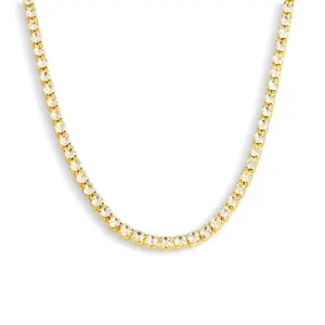 EVRY JEWELS Gold or Silver Plated Women's Hypoallergenic Icy Tennis Necklace