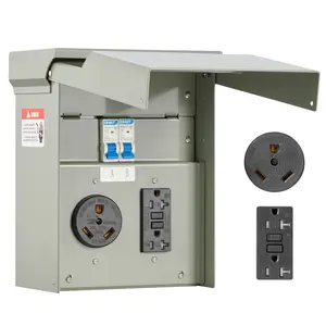 fathersdaygift  VEVOR Temporary Power Outlet Panel, 20 30 Amp, RV EV Electrical Outlet Panel with NEMA 30 Amp GFCI 20 Amp Receptacle Installed, Pre-Wired IP54 Weatherproof Box, for RV Camper Car Travel Motorhome