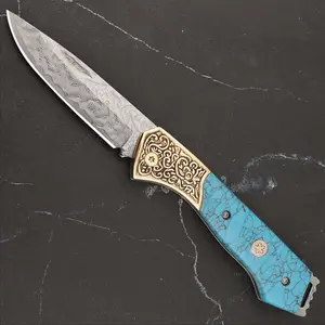 Portable Fruit Knife - Damascus Steel Blade - Sharp Blade Edge - Outdoor Small Gifts - Suitable For Families, Camping & Traveling