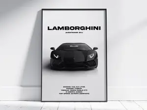 [SALE UP TO 43%] Lamborghini Aventador SVJ Poster, Sports Car Wall Art Print, Modern Supercar Decor for Garage, Auto Enthusiast Gift for Home or Office [UNFRAMED]