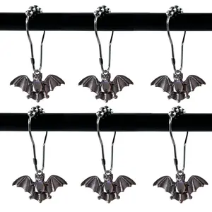Set of 12 Bat Shower Curtain Hooks, Rust-Resistant Roller Blinds Rings, Bathroom Accessories, Unique Halloween Decorations, Bathroom Shower Equipment