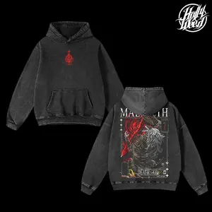 Maliketh Eldenring Boss Retro Vintage Unisex Oversize Anime Manga Acid Washed Heavyweight Cotton Hoodie, Anime Merch, Gift For Anime Fan. Menswear Oversized