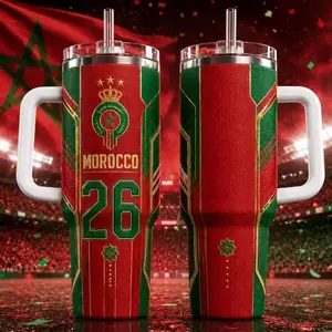 Personalized Soccer 2026 Morocco 40OZ Tumbler, 2026 Soccer World Tournament, International Game Day